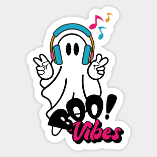 Boo vibes! Cute and cool ghost listening to music. Sticker